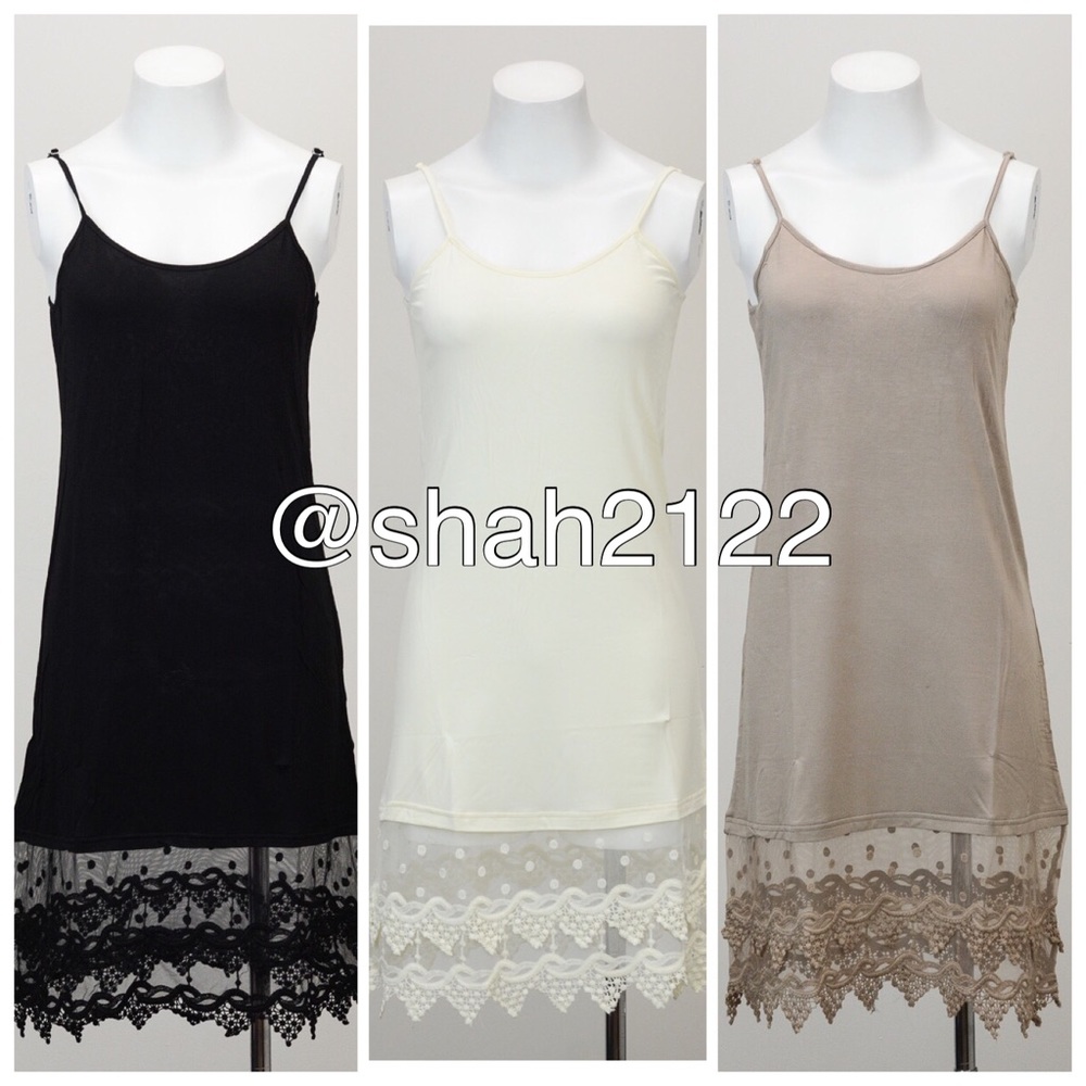 Lace Slip Dress Tunic Top Extender Midi Cami - Picture 2 of 4
